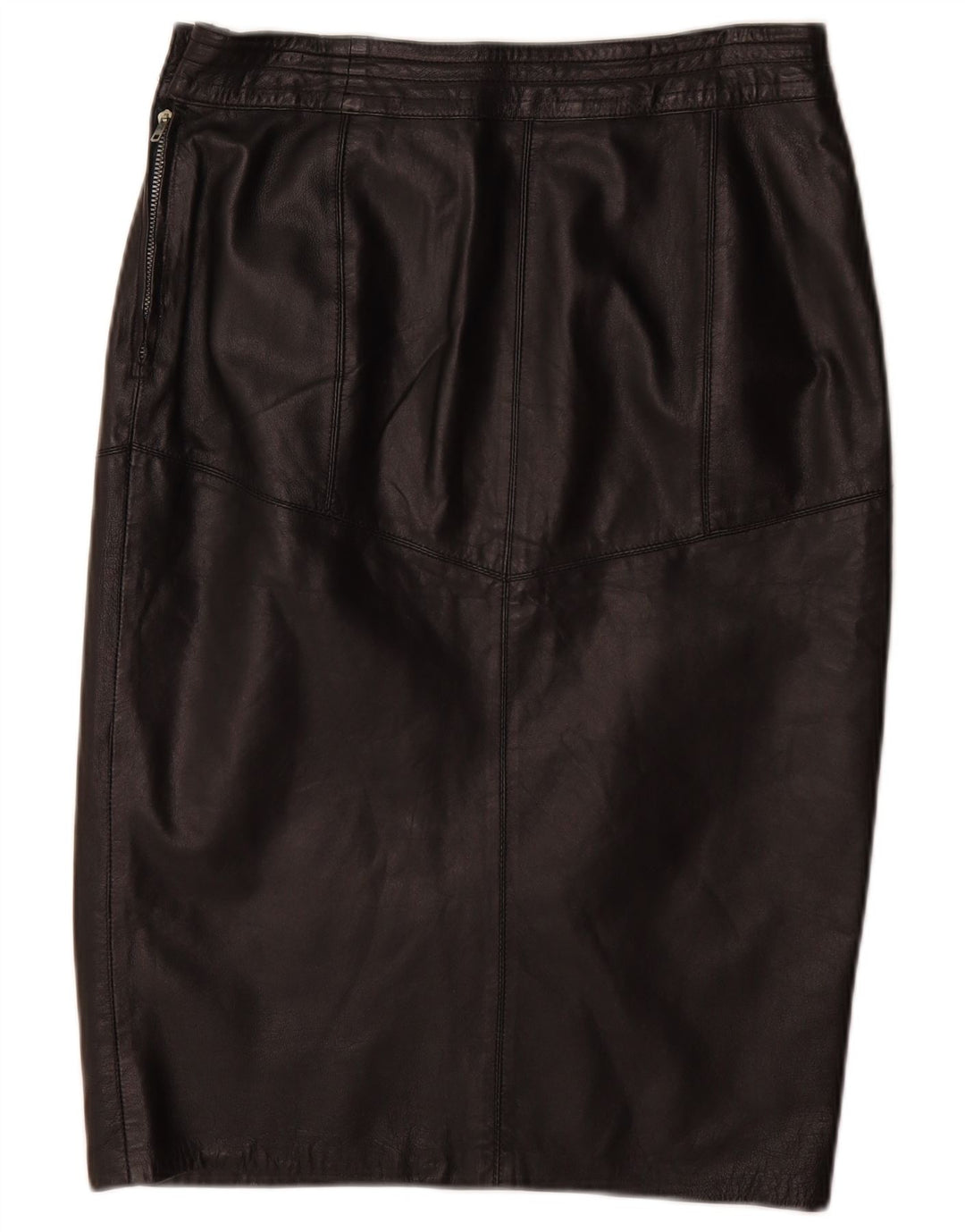 Saia lápis feminina vintage de couro W32 grande preta