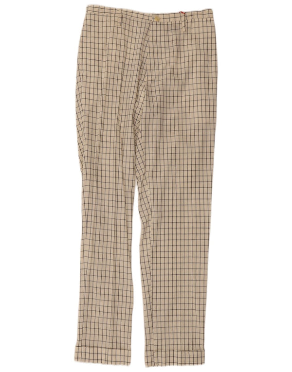 Calça Chino Reta Feminina Vintage IT 44 Médio W30 L31 Off White Check