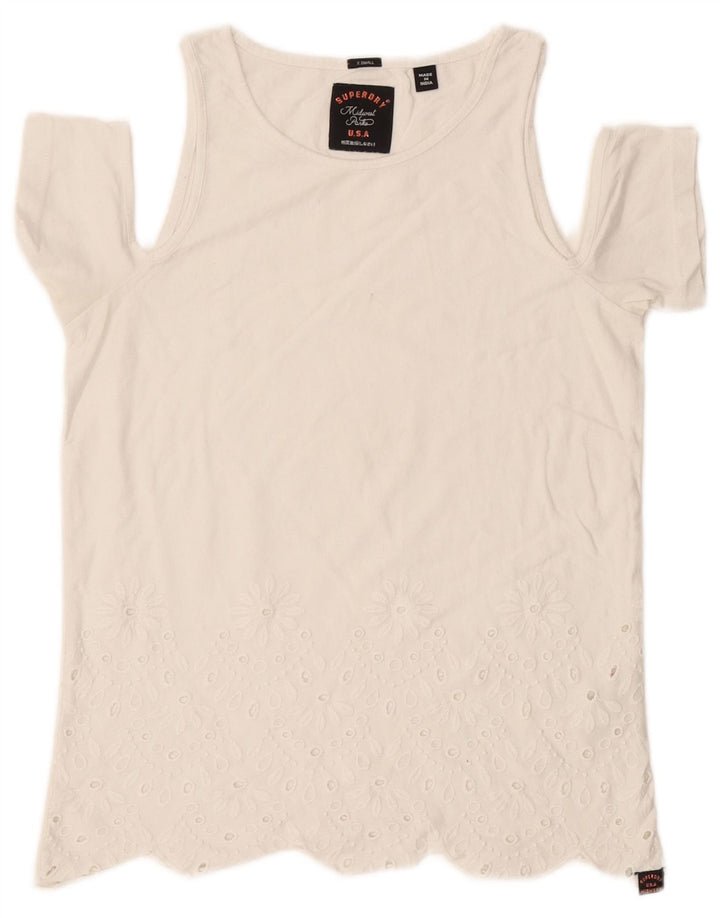 Camiseta feminina Superdry Regular Fit UK 6 XS algodão branco