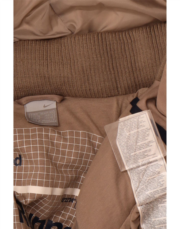 Jaqueta acolchoada com capuz feminina NIKE Reino Unido 8/10 pequena marrom poliéster