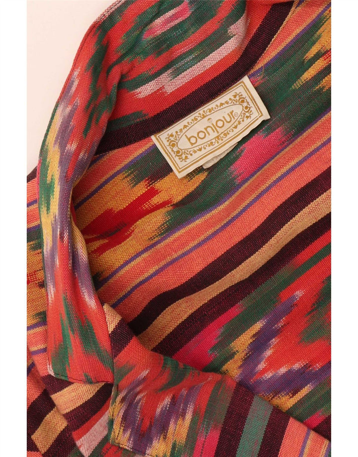 Jaqueta blazer vintage feminina com 2 botões Reino Unido 18 XL algodão Ikat multicolorido