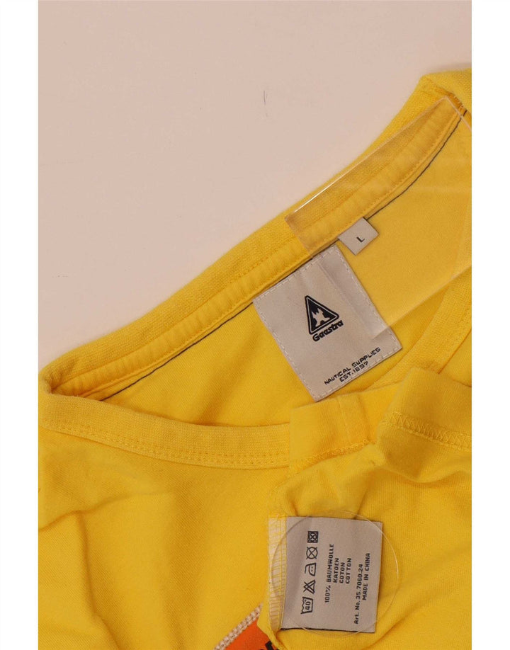 Camiseta masculina gráfica Gaastra Top grande de algodão amarelo