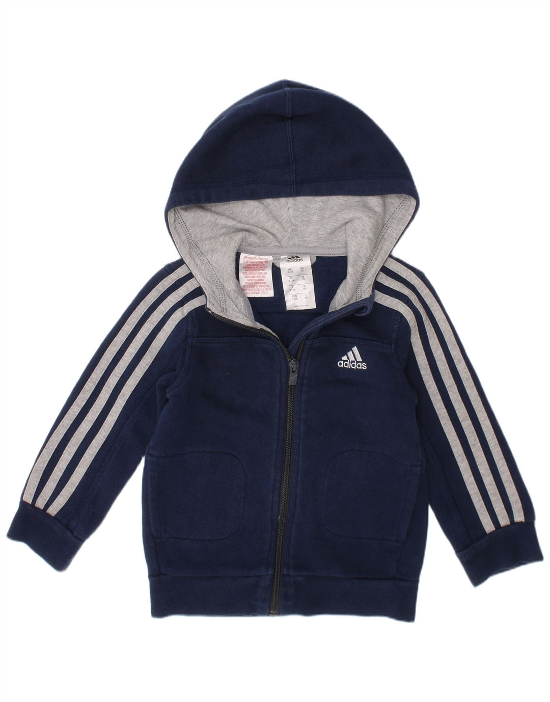 Suéter Adidas Boys Zip com capuz 2-3 anos azul marinho algodão