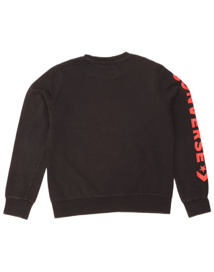 Converse feminino gráfico moletom jumper UK 8 pequeno preto