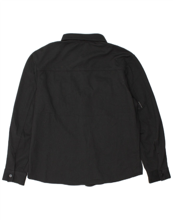 Zara Camisa masculina overshirt grande poliéster preto