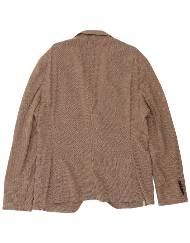 Jaqueta blazer masculina Hugo Boss Slim Fit 2 botões UE 56 3XL lã virgem marrom