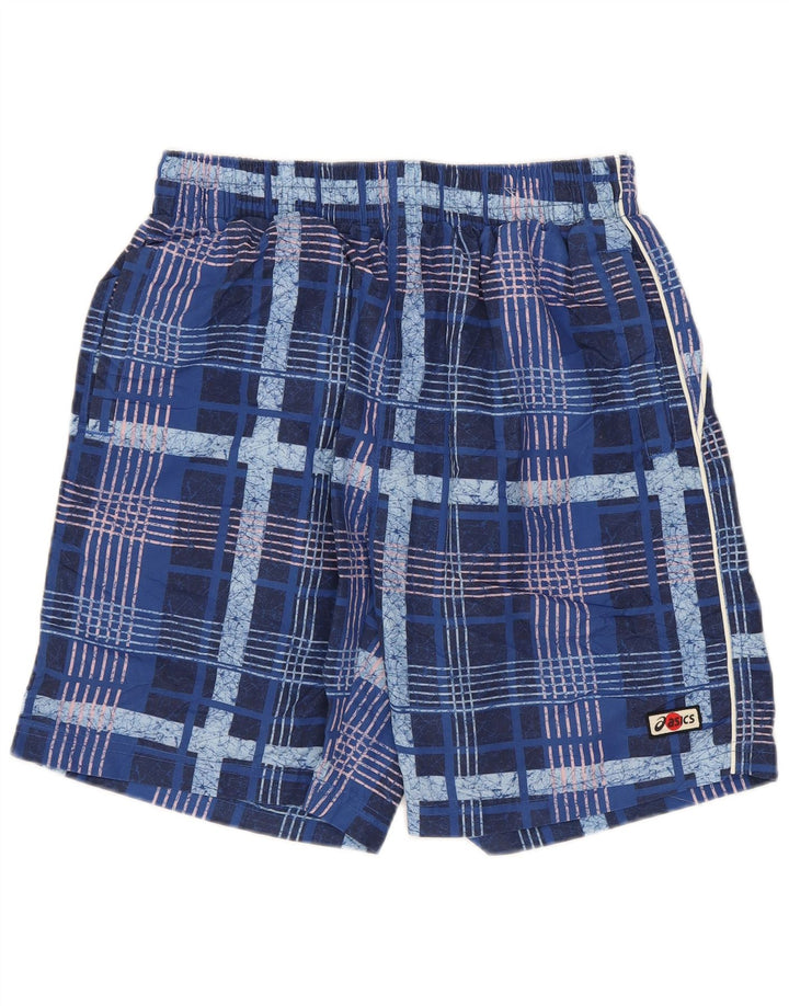 Shorts de natação masculino ASICS pequeno poliéster xadrez azul