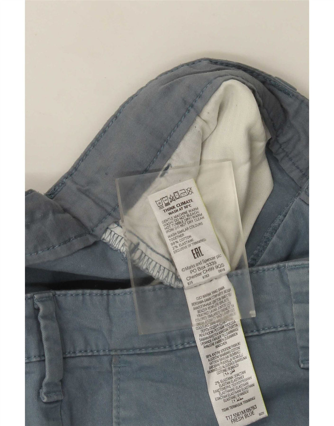 Shorts Chino masculino Marks & Spencer W36 grande algodão azul