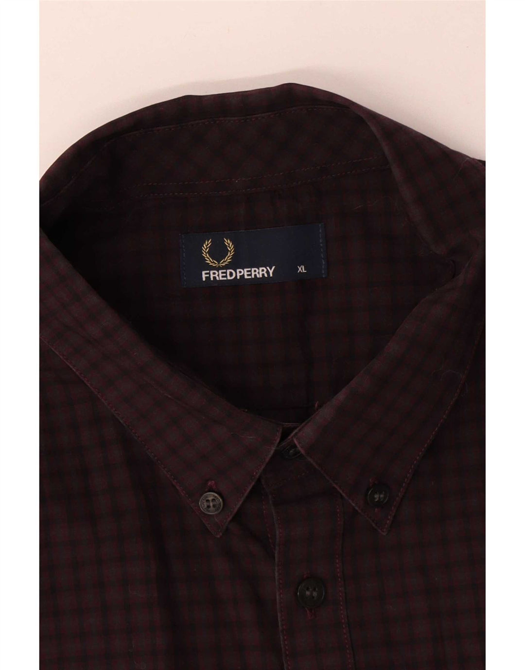 Camisa masculina Fred Perry XL algodão xadrez Borgonha