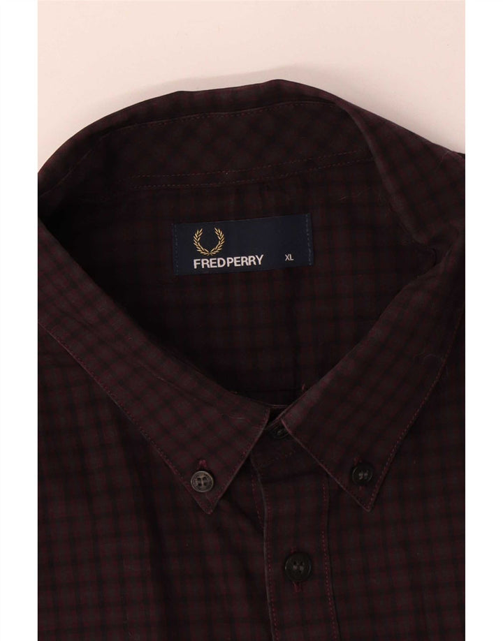 Camisa masculina Fred Perry XL algodão xadrez Borgonha