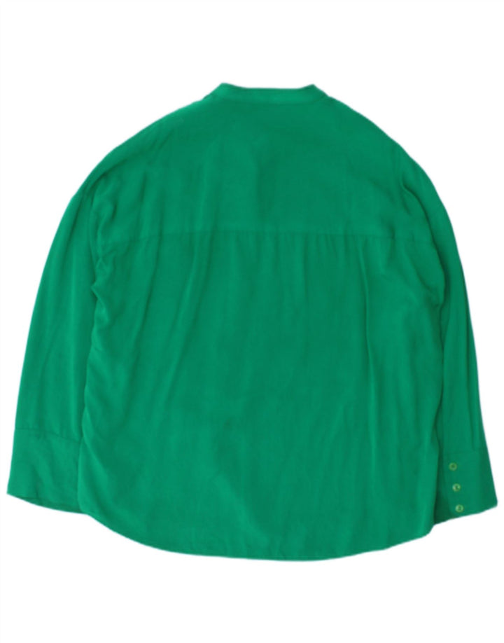 Zara Blusa feminina oversized Reino Unido 10 pequena viscose verde