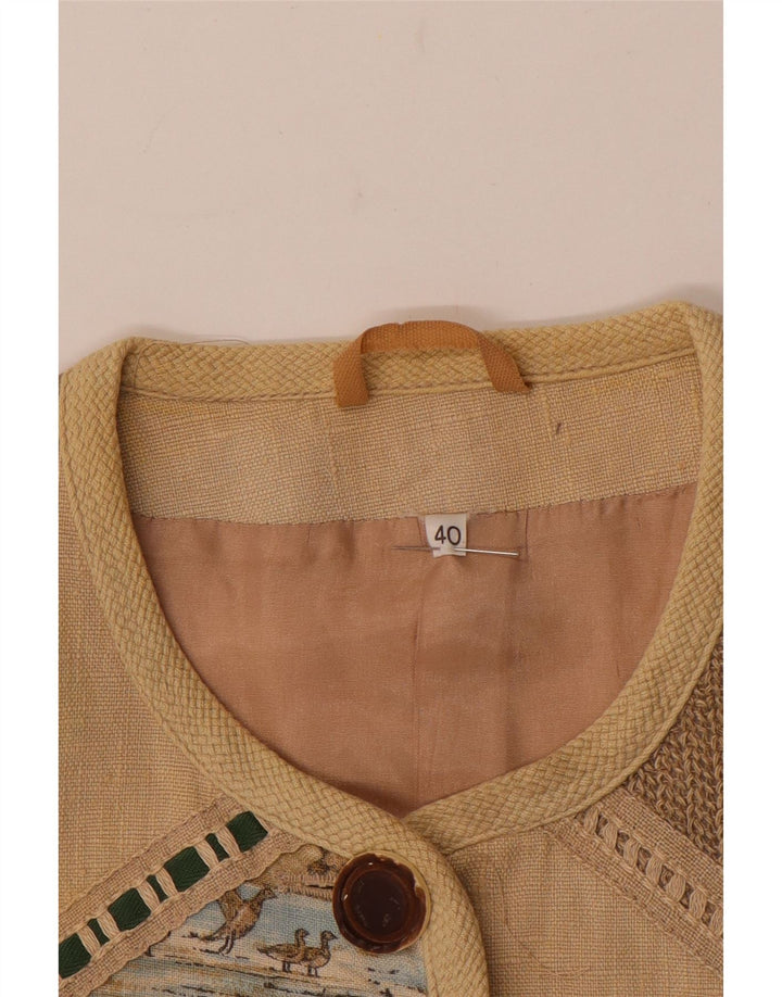 Jaqueta blazer feminina vintage de grandes dimensões com 5 botões UE 40 bege médio