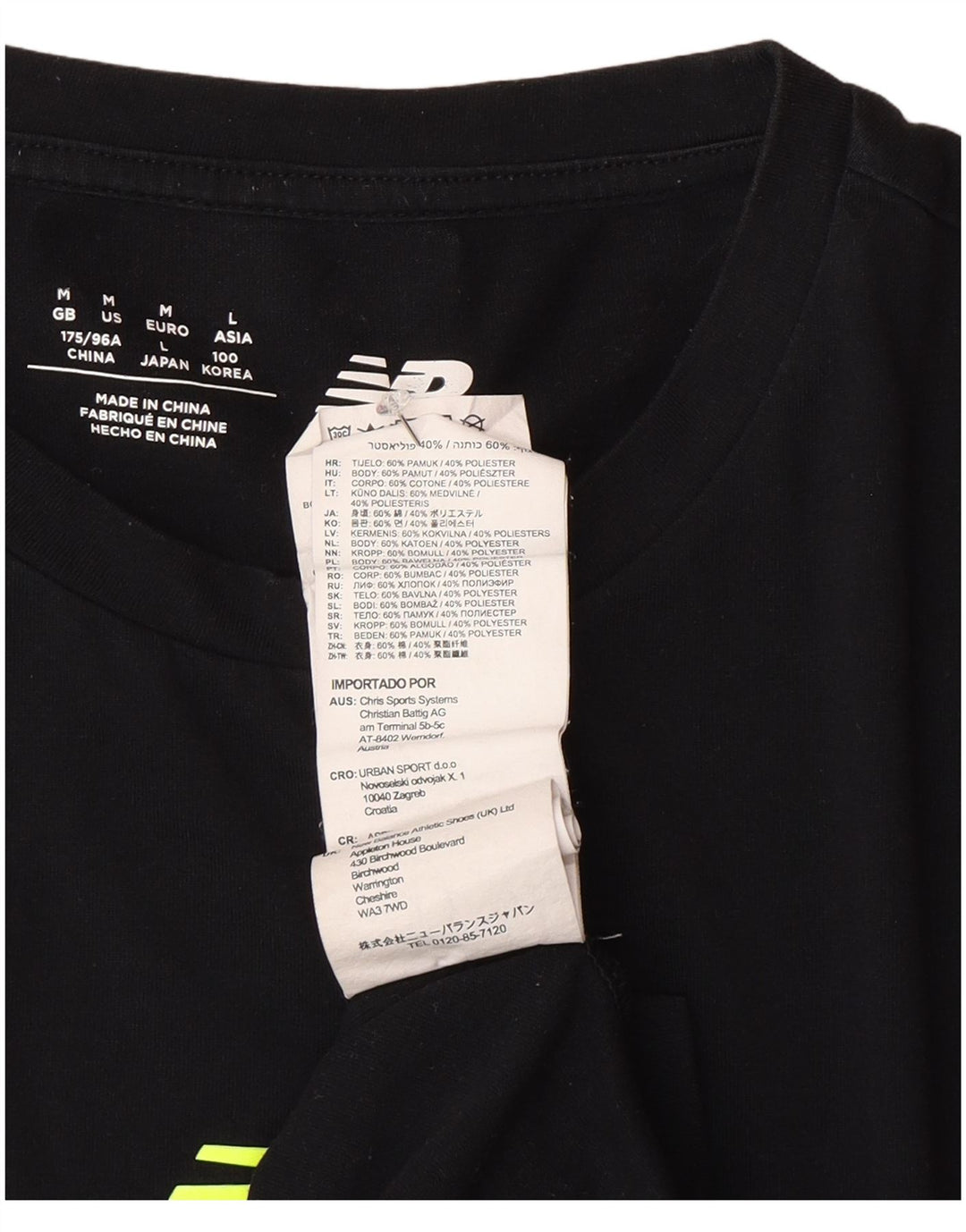 Camiseta gráfica masculina New Balance algodão preto médio