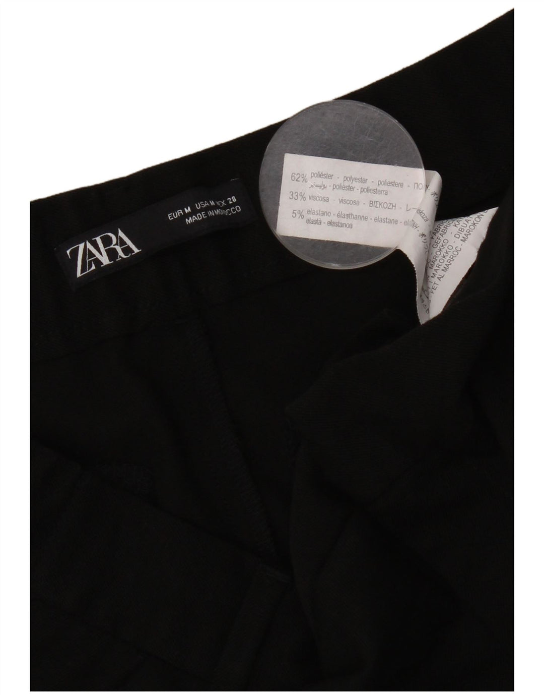 Calça feminina reta cortada Zara médio W30 L25 poliéster preto