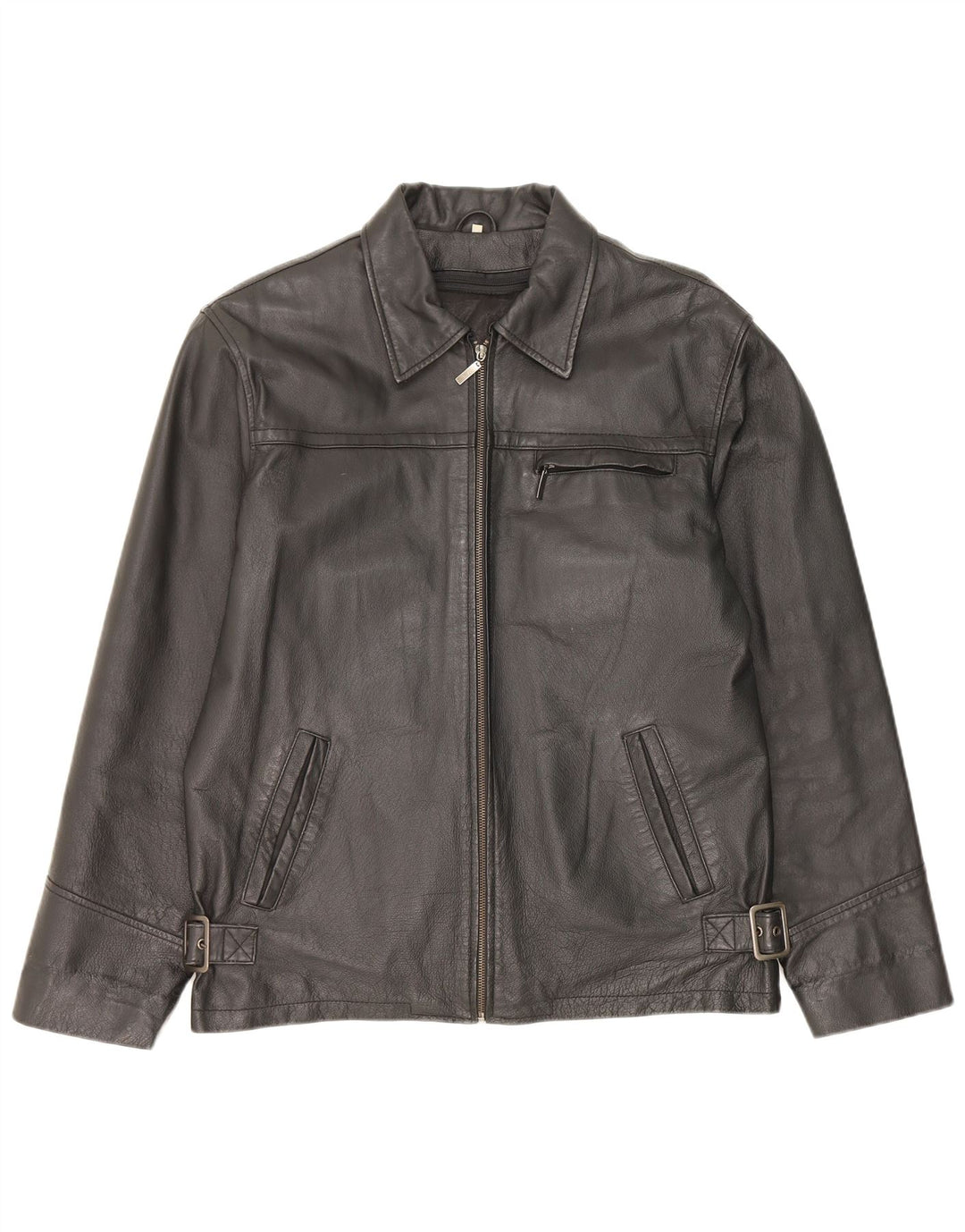 Jaqueta de couro masculina vintage IT 48 couro preto médio