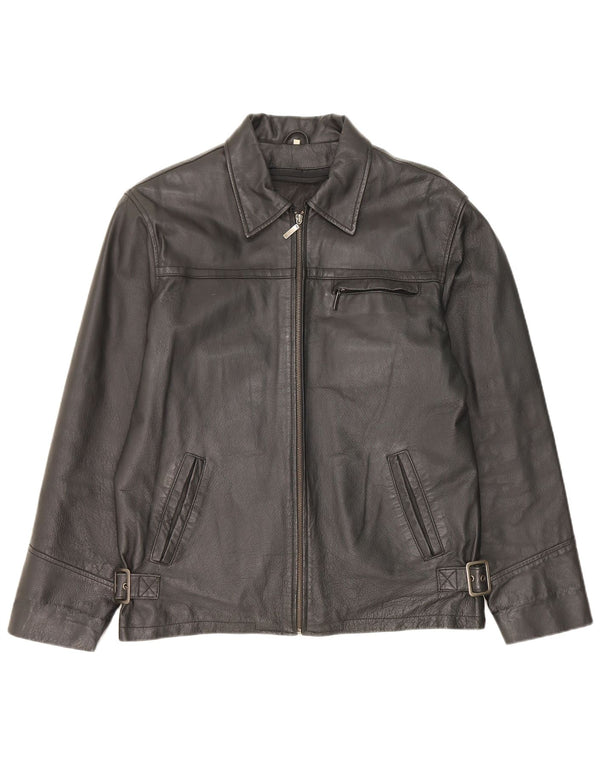 Jaqueta de couro masculina vintage IT 48 couro preto médio