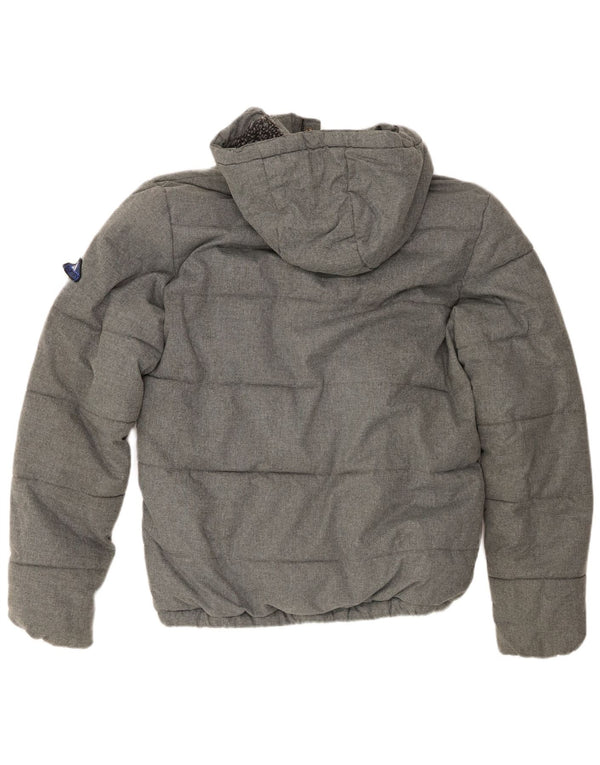 Jaqueta acolchoada com capuz masculina Superdry UIK 38 poliéster cinza médio