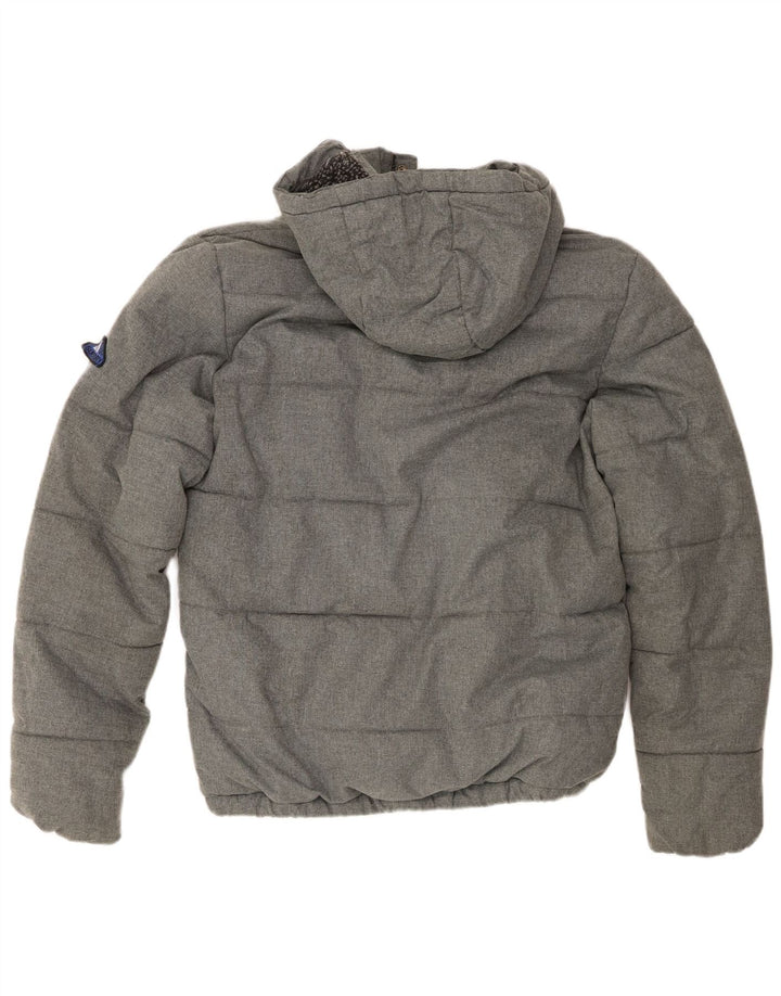 Jaqueta acolchoada com capuz masculina Superdry UIK 38 poliéster cinza médio
