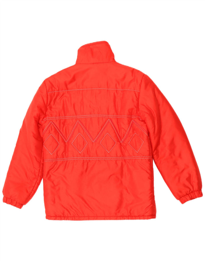 Jaqueta acolchoada masculina vintage UK 36 pequena geométrica vermelha
