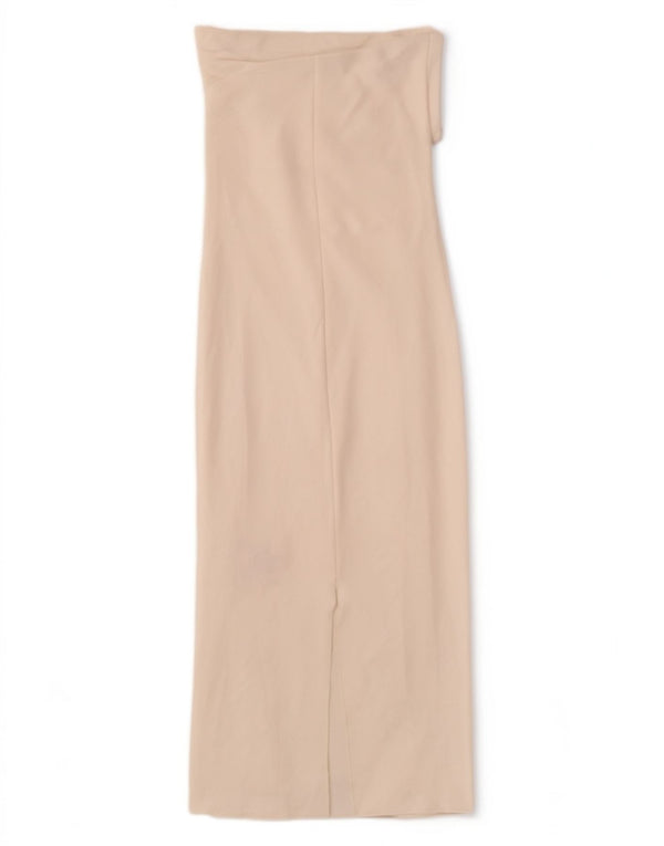 Vestido feminino sem alças Zara Reino Unido 14 viscose branca média