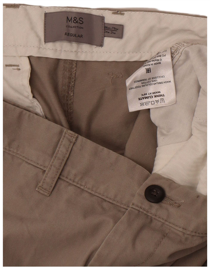 Calça Chino Masculina Marks & Spencer Regular Fit W34 L31 Algodão Cinza