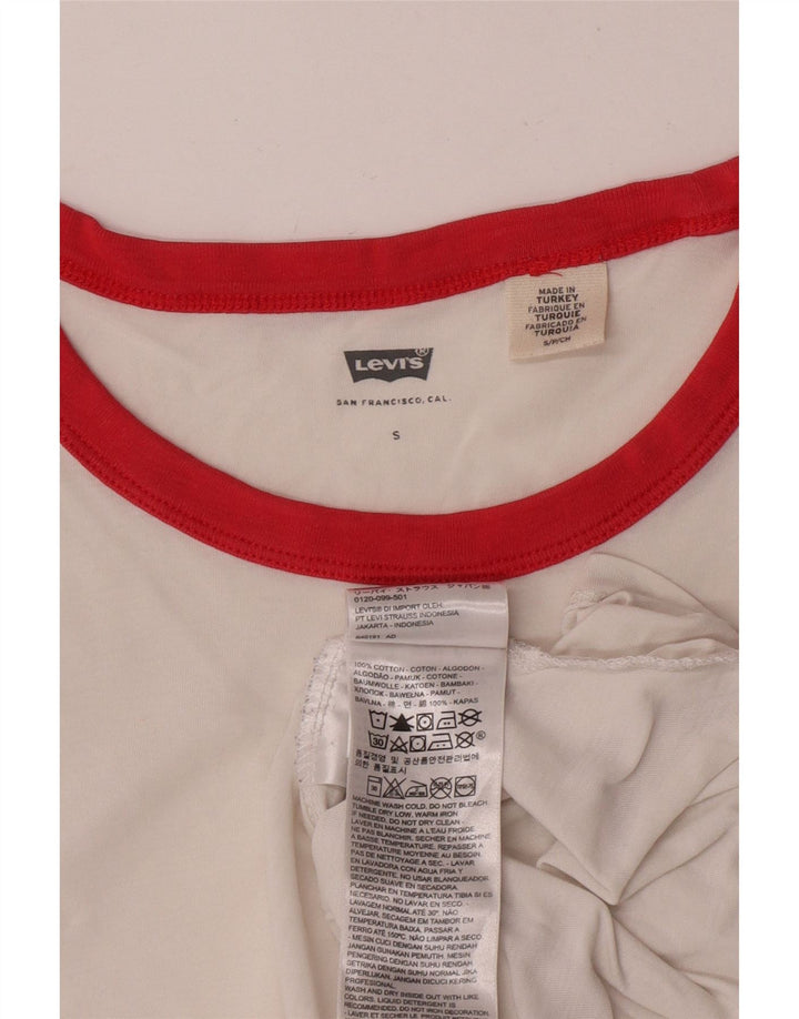 Camiseta feminina Levi's Top UK 10 pequeno algodão branco