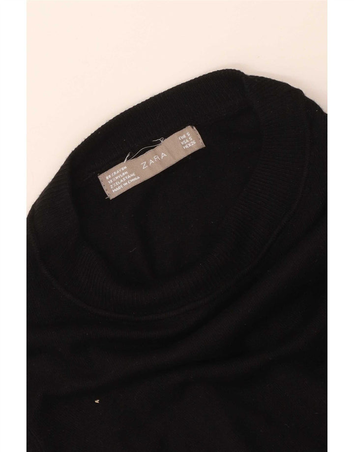 Suéter feminino Zara com gola tartaruga Reino Unido 8 pequeno rayon preto