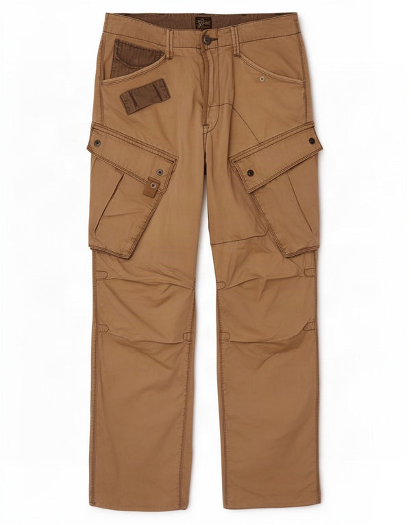 Calça cargo masculina G-Star gráfica reta W30 L28 algodão marrom