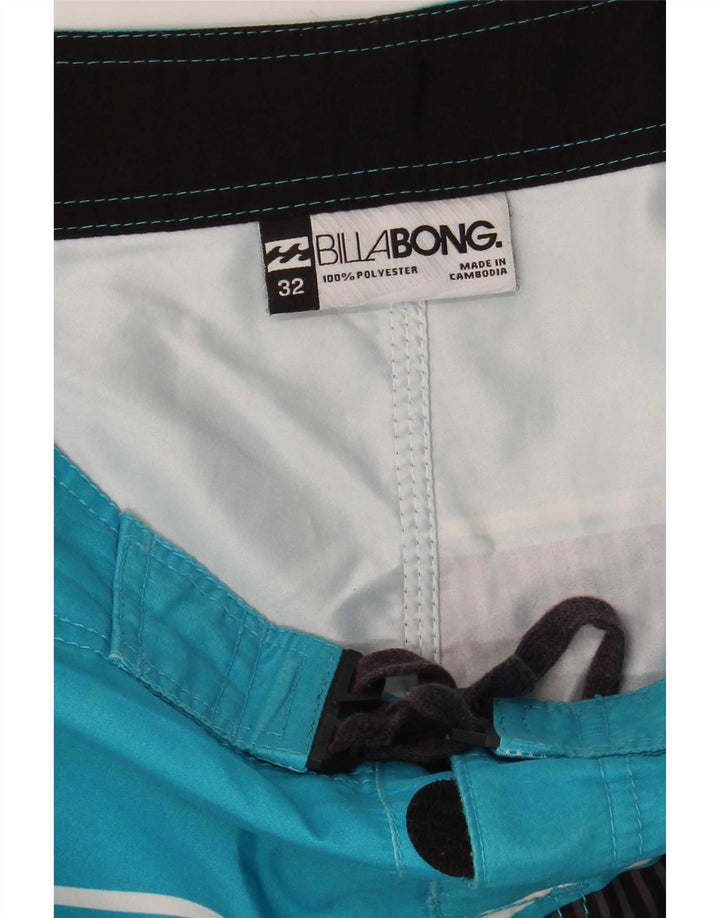 Billabong Mens Graphic Natação Shorts Médio Azul Colourblock Poliéster