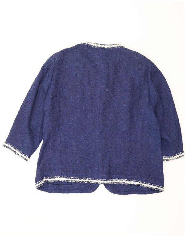Jaqueta blazer feminina Luisa Spagnoli manga 3/4 IT 50 XL azul marinho viscose