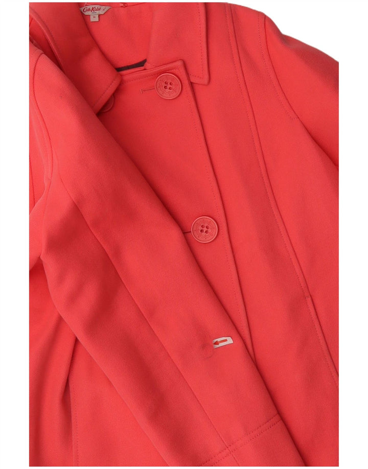 Casaco feminino Cath Kidston com peito duplo ervilha Reino Unido 14 grande algodão rosa