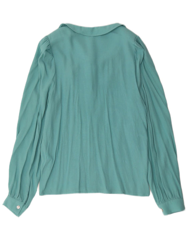 Blusa feminina vintage UK 10 viscose azul pequena