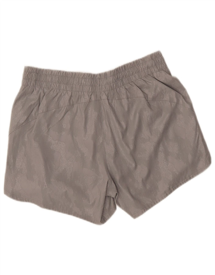 Shorts esportivos femininos Athleta UK 14 camuflagem cinza médio