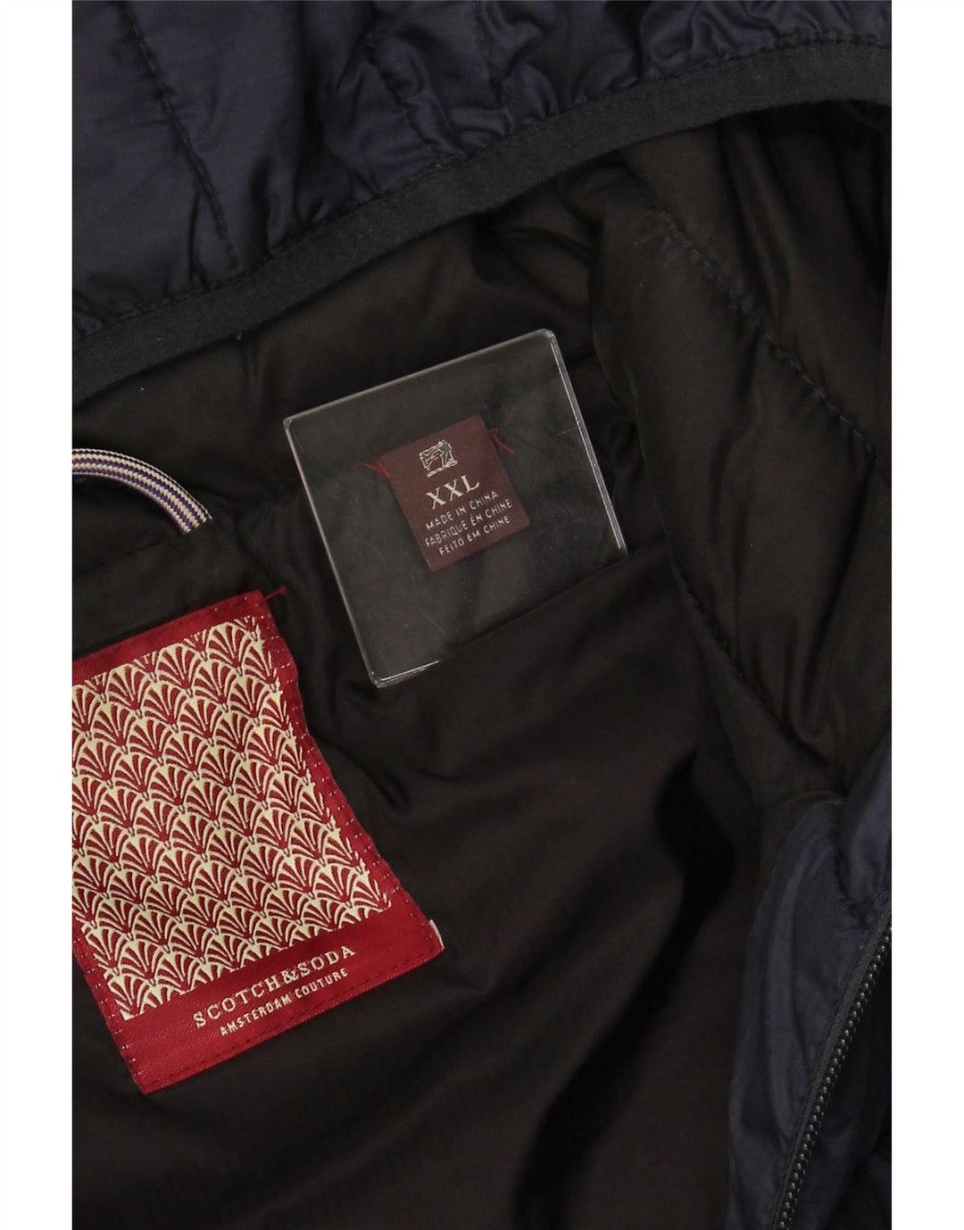 Colete acolchoado com capuz feminino SCOTCH & SODA UK 20 2XL azul marinho