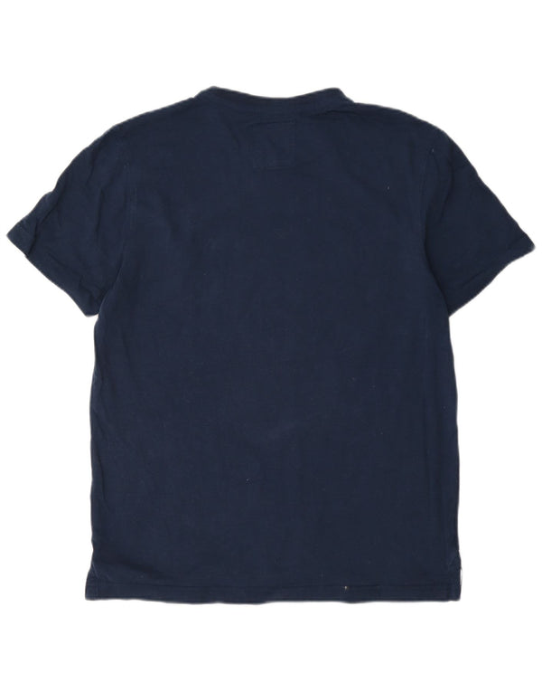 Camiseta masculina Crew Clothing Top pequeno algodão azul marinho