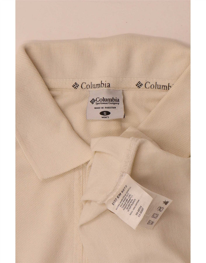 Camisa polo masculina Columbia pequena de algodão off white