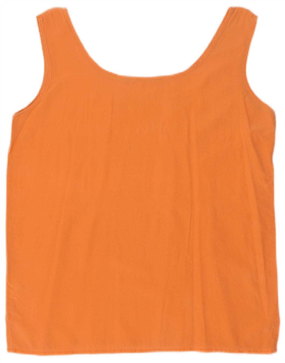 Blusa feminina vintage sem mangas UK 14 seda laranja média