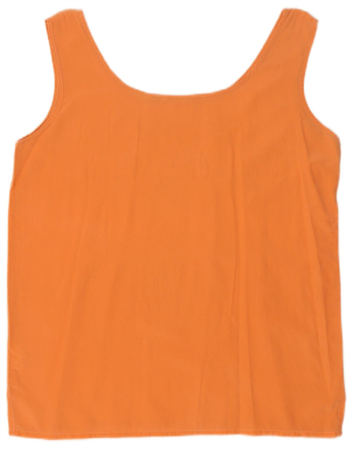 Blusa feminina vintage sem mangas UK 14 seda laranja média