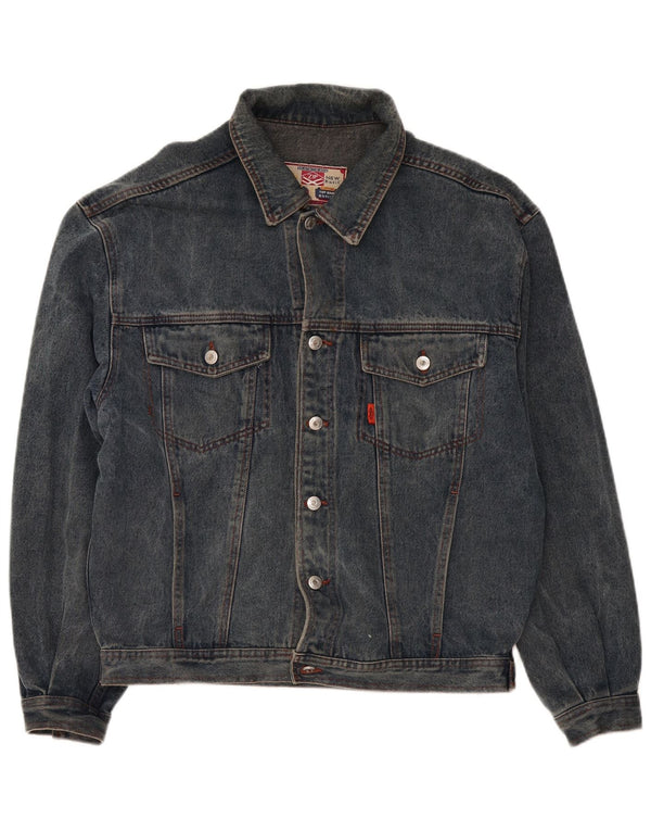 Jaqueta jeans masculina Zip UK 40 grande azul