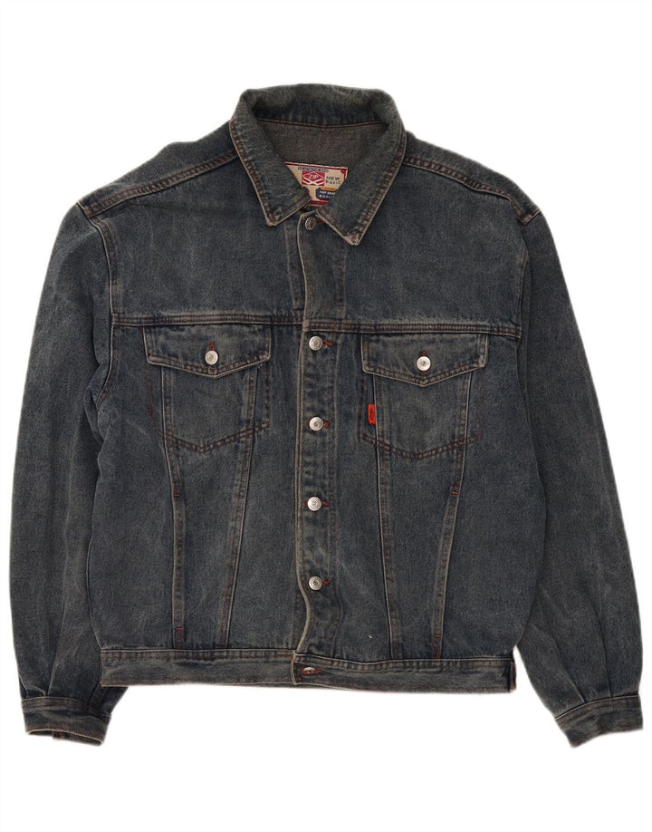 Jaqueta jeans masculina Zip UK 40 grande azul