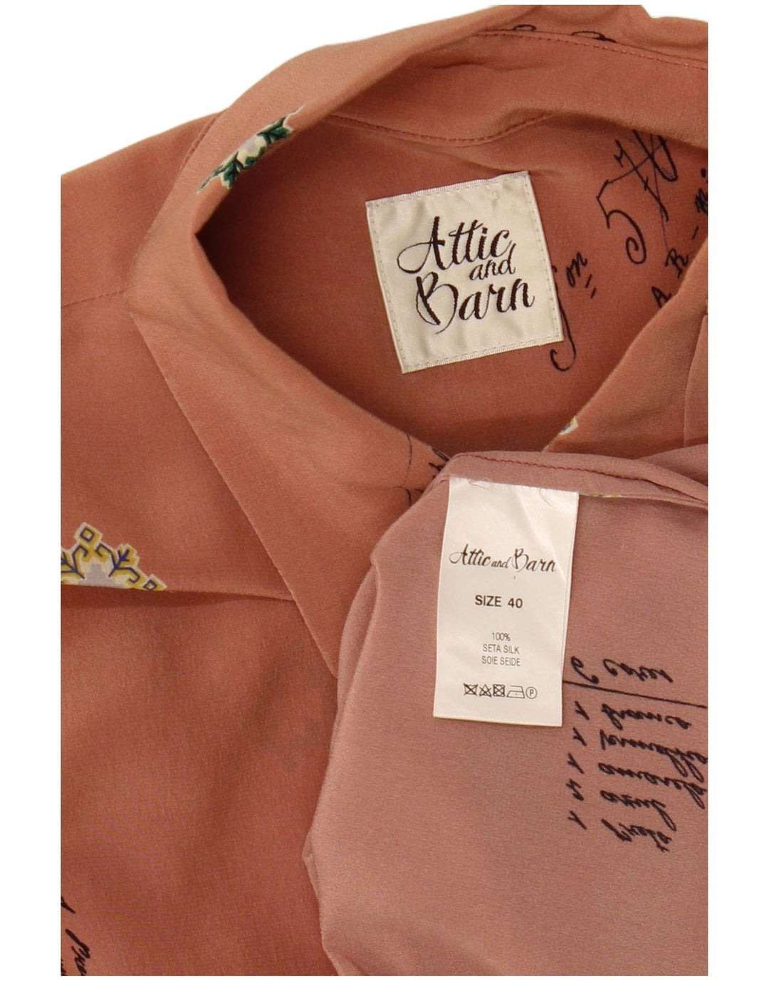 Blusa feminina com estampa abstrata Attic And Barn EU 40 seda rosa média