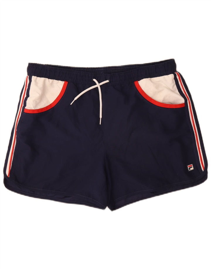 Shorts de natação masculino Fila grande poliéster colorblock azul marinho