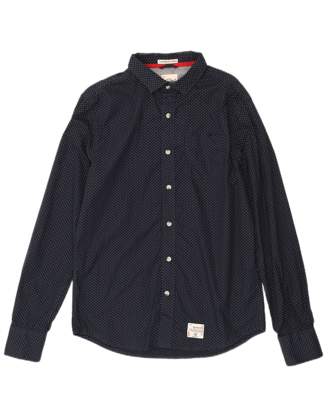 Camisa masculina Superdry XL azul marinho bolinhas algodão