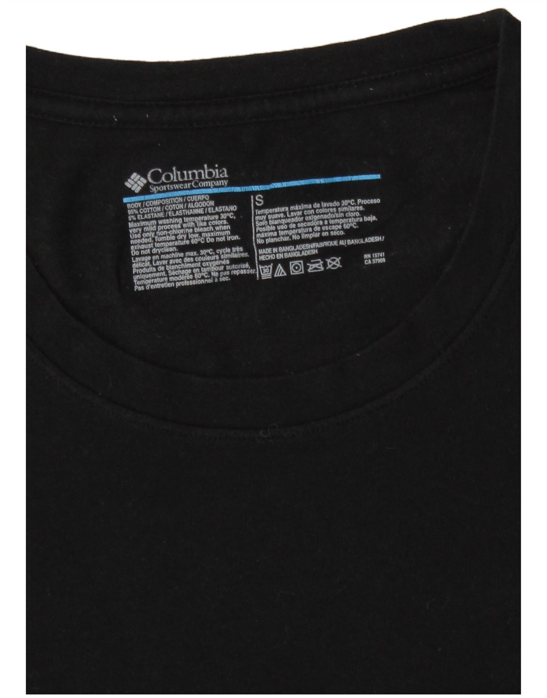 Camiseta masculina Columbia pequena de algodão preto