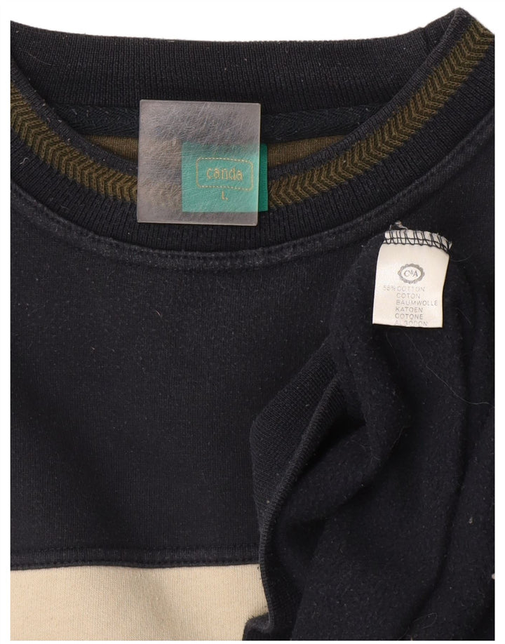 Canda moletom gráfico masculino jumper grande algodão colorblock azul marinho