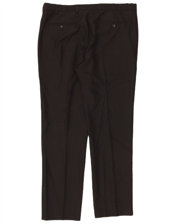 Calça masculina de ajuste regular Marks & Spencer W40 L33 poliéster preto