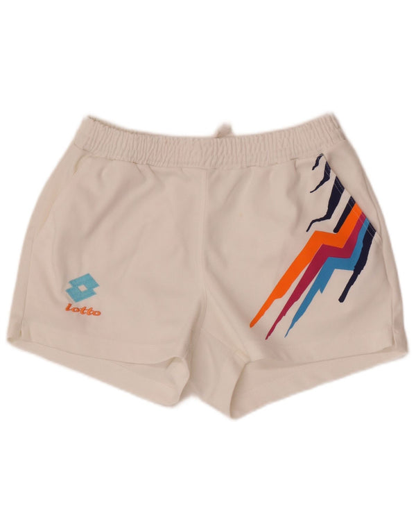 Lotto Womens Sport Shorts UK 12 Médio Branco Geométrico
