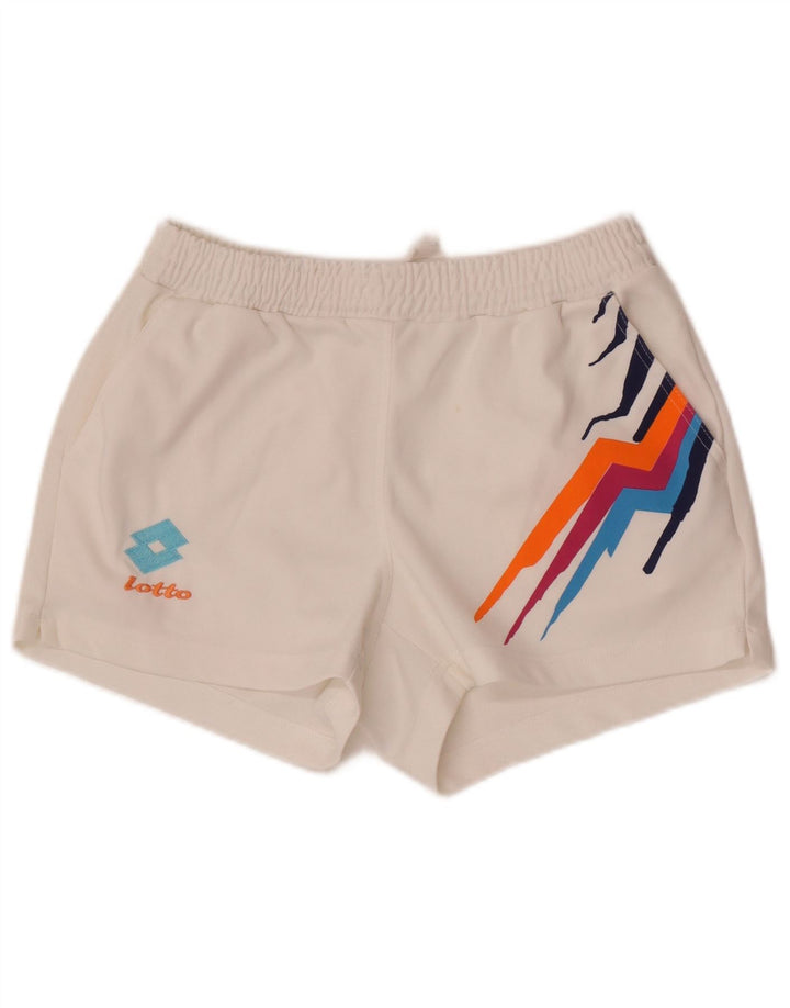 Lotto Womens Sport Shorts UK 12 Médio Branco Geométrico