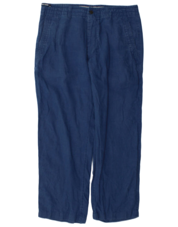 Calça Chino Masculina Marks & Spencer Solta Fit W34 L29 Linho Azul