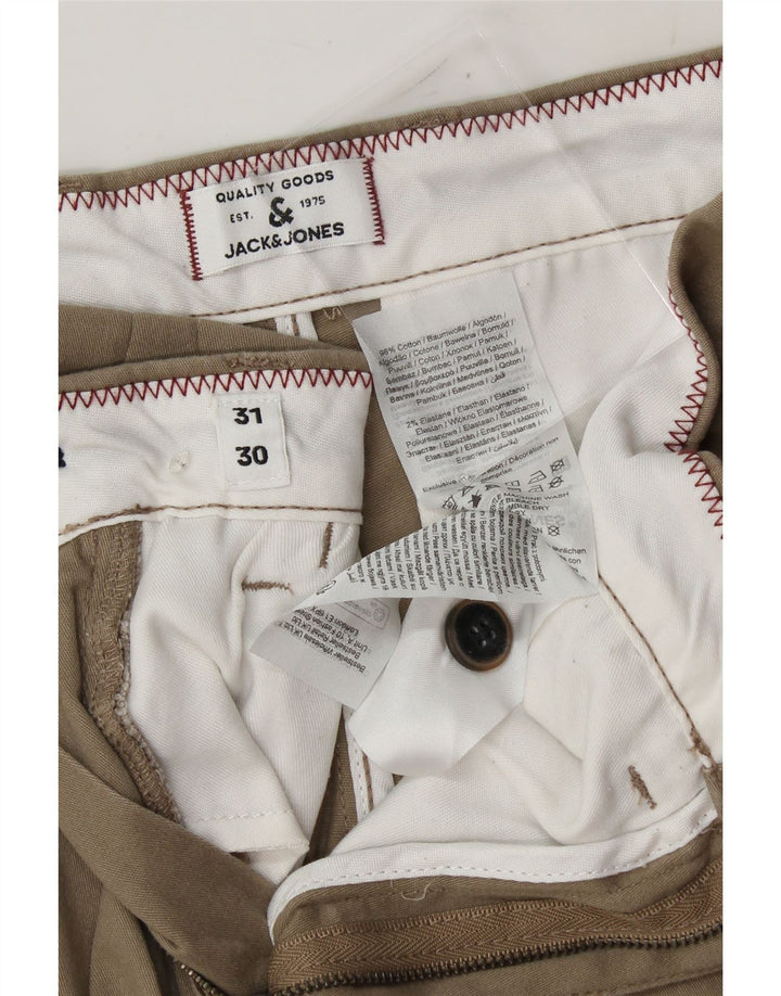 JACK & JONES Mens Slim Chino Trousers W31 L30 Brown Cotton Vintage Jack & Jones and Second-Hand Jack & Jones from Messina Hembry 